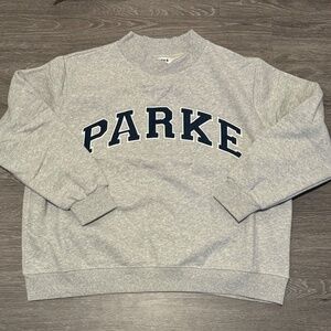 PARKE Nostalgia Varsity Mockneck Classic Grey + Denim NWT